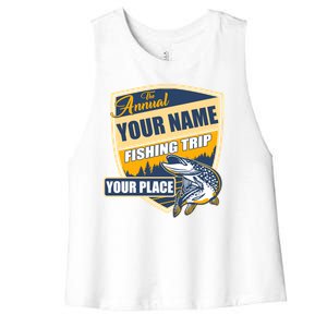 Personalize Fishing Trip Custom Women's Racerback Cropped Tank