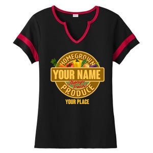 Personalize Home Homegrown Produce Custom Farmer Ladies Halftime Notch Neck Tee