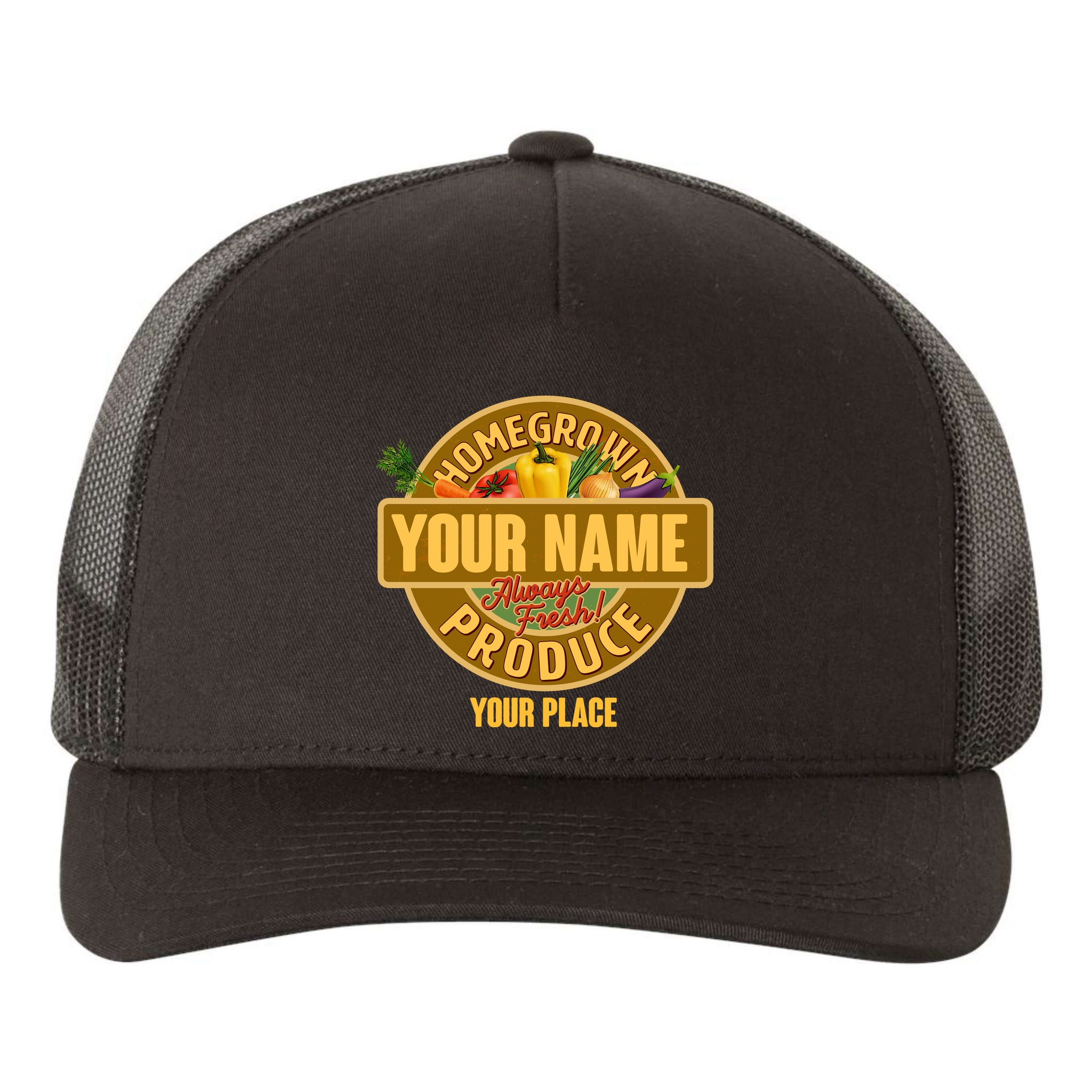 Personalize Home Homegrown Produce Custom Farmer Yupoong Adult 5-Panel Trucker Hat