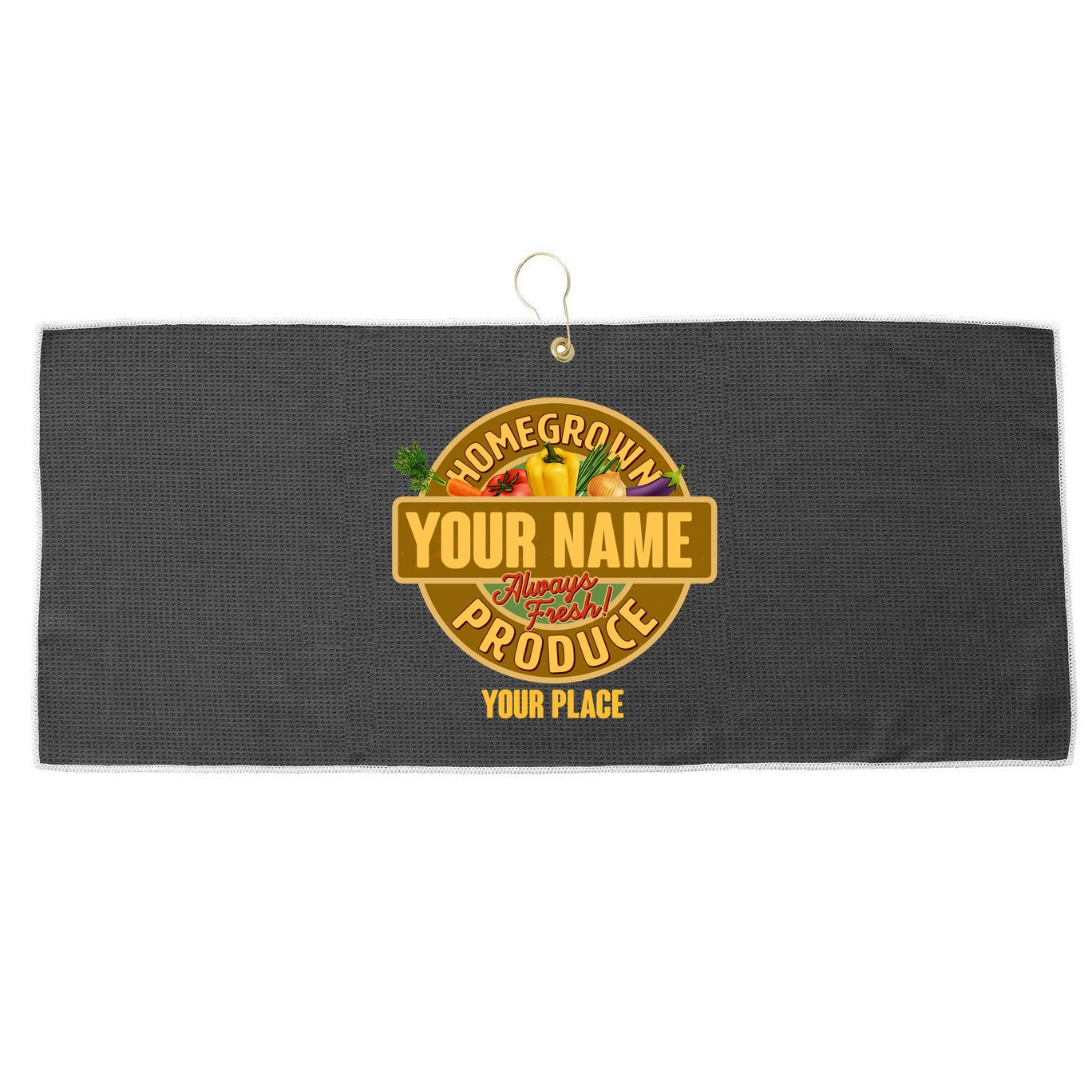 Personalize Home Homegrown Produce Custom Farmer Large Microfiber Waffle Golf Towel