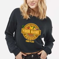 Personalize Home Homegrown Produce Custom Farmer Cropped Pullover Crew