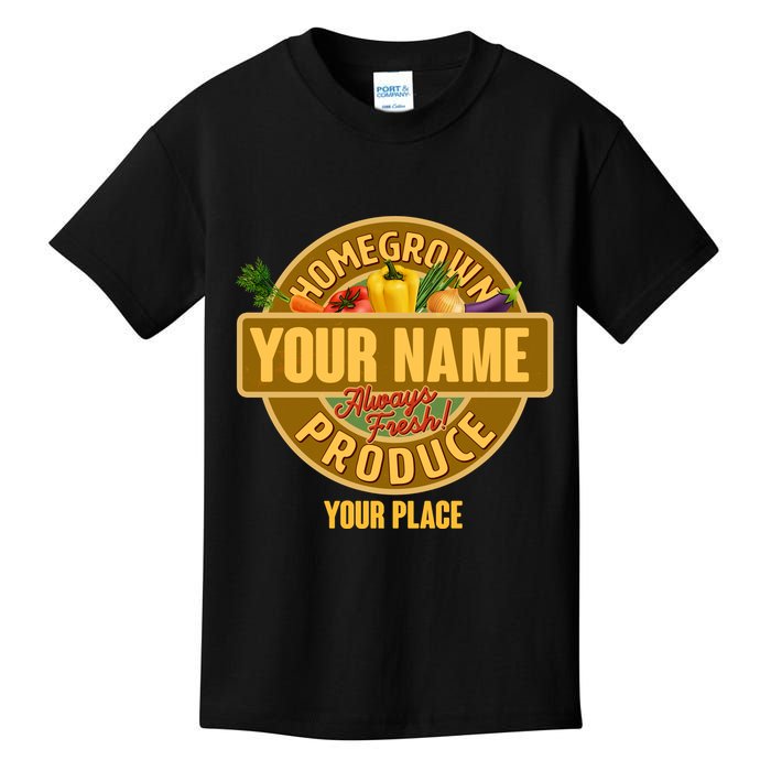 Personalize Home Homegrown Produce Custom Farmer Kids T-Shirt