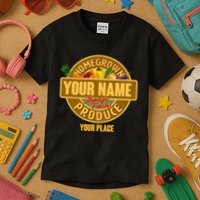 Personalize Home Homegrown Produce Custom Farmer Kids T-Shirt