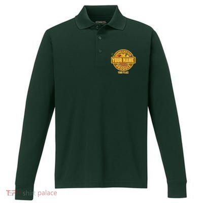 Personalize Home Homegrown Produce Custom Farmer Performance Long Sleeve Polo