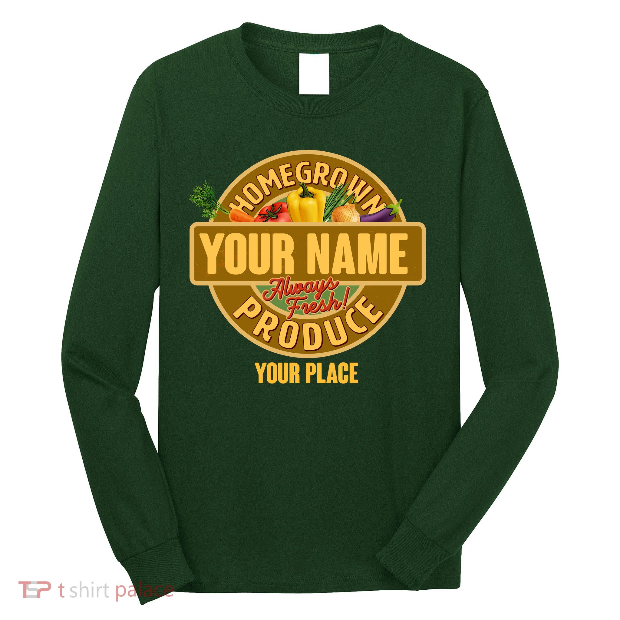 Personalize Home Homegrown Produce Custom Farmer Long Sleeve Shirt