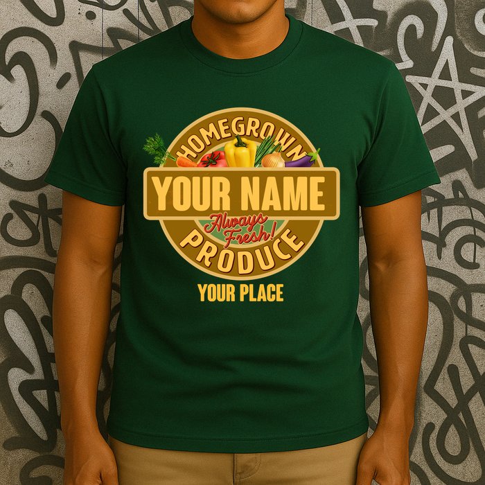 Personalize Home Homegrown Produce Custom Farmer T-Shirt