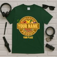 Personalize Home Homegrown Produce Custom Farmer T-Shirt