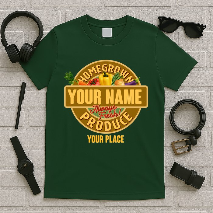 Personalize Home Homegrown Produce Custom Farmer T-Shirt