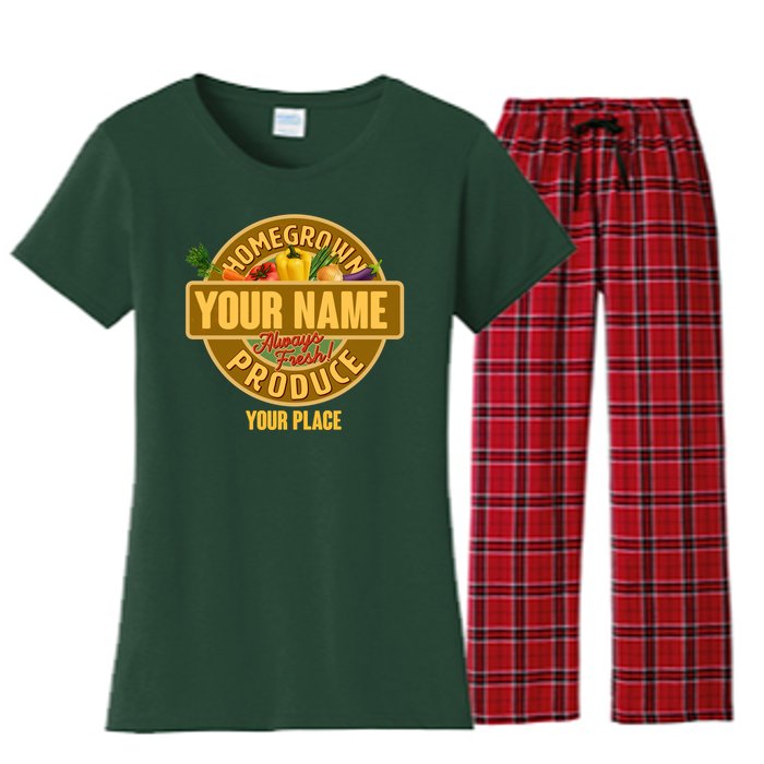 Personalize Home Homegrown Produce Custom Farmer Women's Flannel Pajama Set