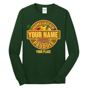 Personalize Home Homegrown Produce Custom Farmer Tall Long Sleeve T-Shirt