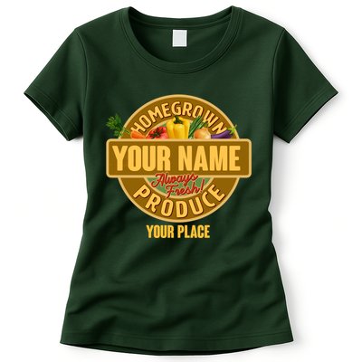 Personalize Home Homegrown Produce Custom Farmer Womens T-Shirt