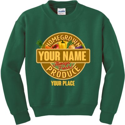 Personalize Home Homegrown Produce Custom Farmer Kids Sweatshirt