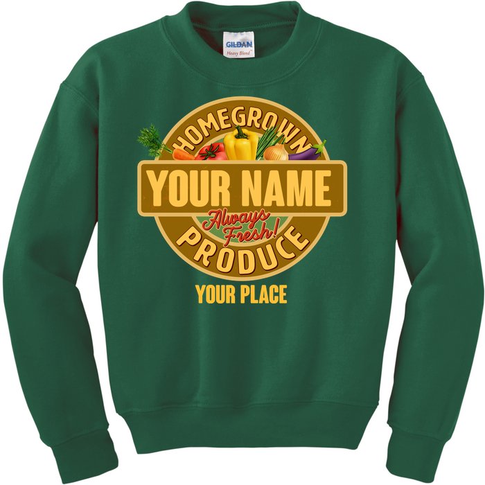 Personalize Home Homegrown Produce Custom Farmer Kids Sweatshirt