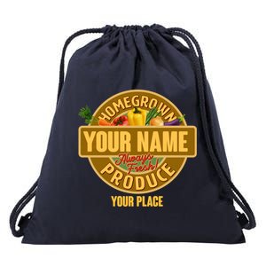 Personalize Home Homegrown Produce Custom Farmer Drawstring Bag