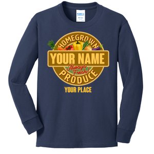 Personalize Home Homegrown Produce Custom Farmer Kids Long Sleeve Shirt