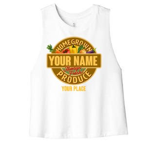 Personalize Home Homegrown Produce Custom Farmer Women's Racerback Cropped Tank