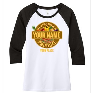 Personalize Home Homegrown Produce Custom Farmer Women's Tri-Blend 3/4-Sleeve Raglan Shirt