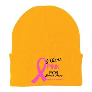 Personalize I Wear Pink For My Custom Breast Cancer Knit Cap Winter Beanie