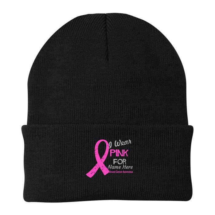 Personalize I Wear Pink For My Custom Breast Cancer Beanie