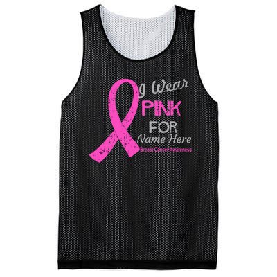 Personalize I Wear Pink For My Custom Breast Cancer Mesh Reversible Basketball Jersey Tank