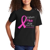 Personalize I Wear Pink For My Custom Breast Cancer Kids T-Shirt