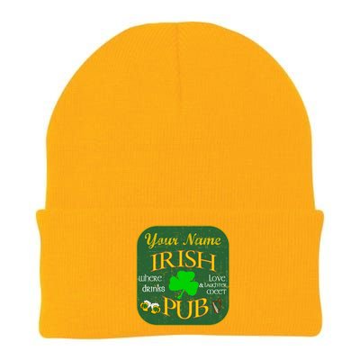 Personalize Irish Pub St Patricks Day Custom Knit Cap Winter Beanie