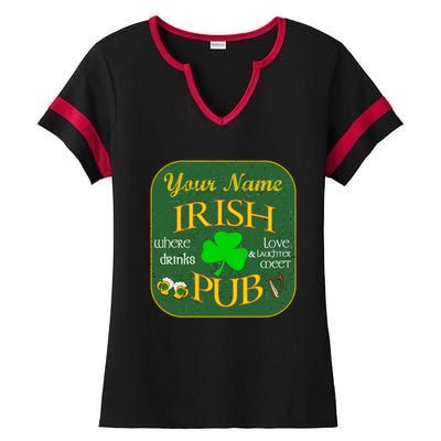 Personalize Irish Pub St Patricks Day Custom Ladies Halftime Notch Neck Tee