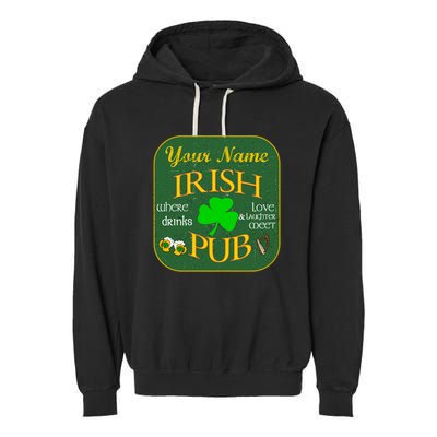 Personalize Irish Pub St Patricks Day Custom Garment-Dyed Fleece Hoodie