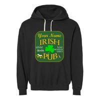Personalize Irish Pub St Patricks Day Custom Garment-Dyed Fleece Hoodie