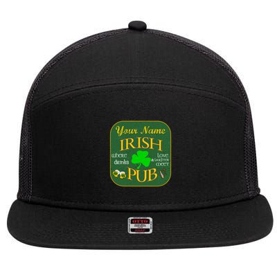 Personalize Irish Pub St Patricks Day Custom 7 Panel Mesh Trucker Snapback Hat
