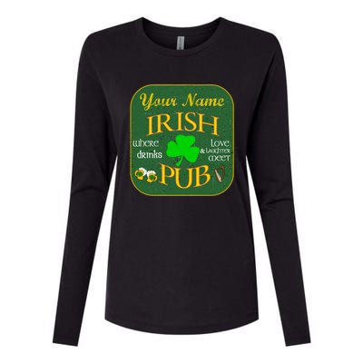 Personalize Irish Pub St Patricks Day Custom Womens Cotton Relaxed Long Sleeve T-Shirt