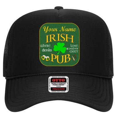 Personalize Irish Pub St Patricks Day Custom High Crown Mesh Back Trucker Hat