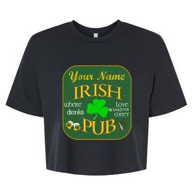 Personalize Irish Pub St Patricks Day Custom Bella+Canvas Jersey Crop Tee