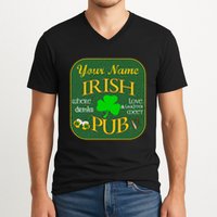 Personalize Irish Pub St Patricks Day Custom V-Neck T-Shirt