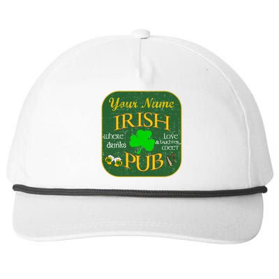 Personalize Irish Pub St Patricks Day Custom Snapback Five-Panel Rope Hat