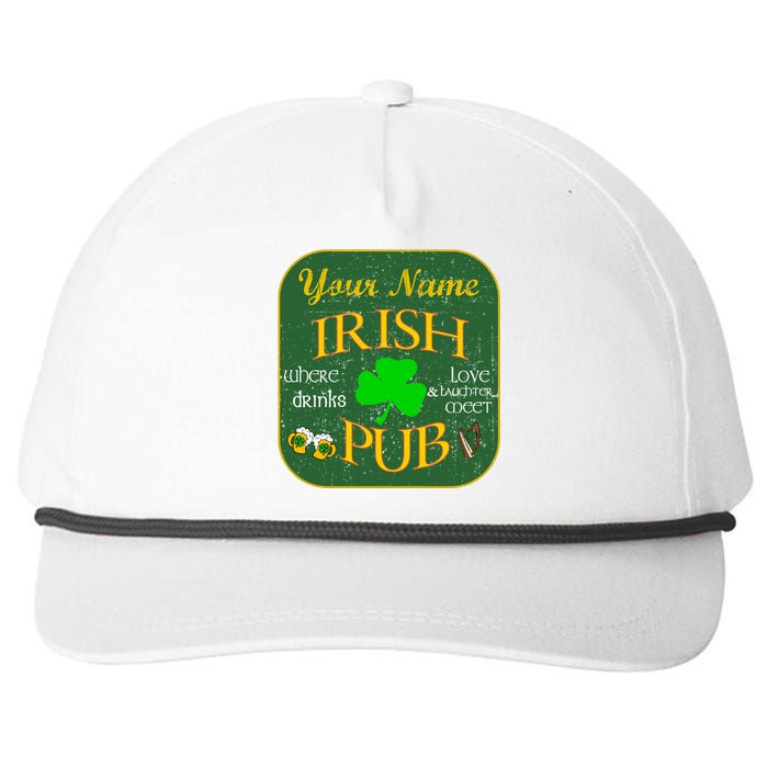 Personalize Irish Pub St Patricks Day Custom Snapback Five-Panel Rope Hat