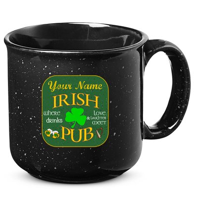 Personalize Irish Pub St Patricks Day Custom 15oz Campfire Ceramic Mug
