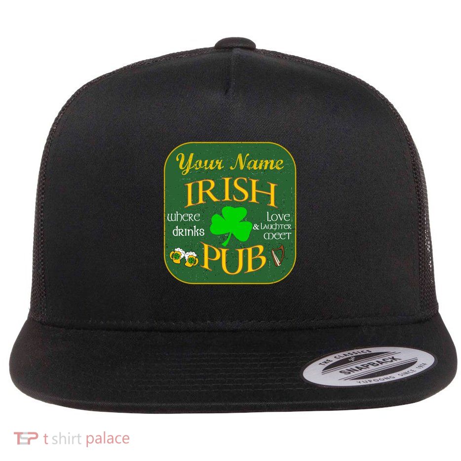 Personalize Irish Pub St Patricks Day Custom Flat Bill Trucker Hat