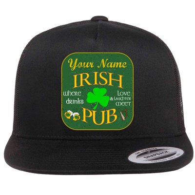 Personalize Irish Pub St Patricks Day Custom Flat Bill Trucker Hat