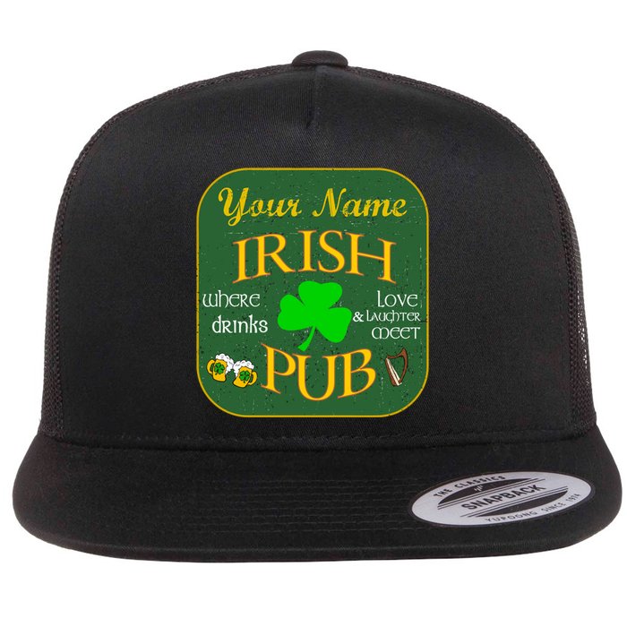 Personalize Irish Pub St Patricks Day Custom Flat Bill Trucker Hat