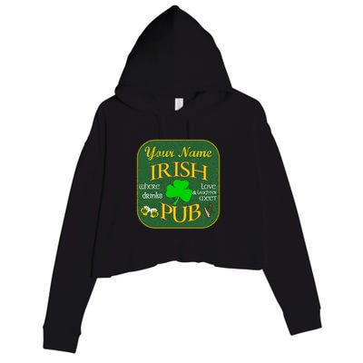 Personalize Irish Pub St Patricks Day Custom Crop Fleece Hoodie