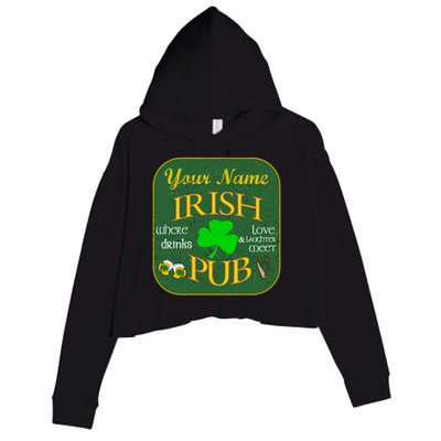 Personalize Irish Pub St Patricks Day Custom Crop Fleece Hoodie