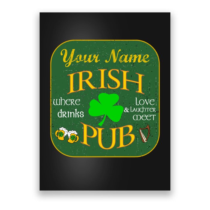 Personalize Irish Pub St Patricks Day Custom Poster