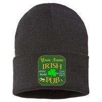 Personalize Irish Pub St Patricks Day Custom Sustainable Knit Beanie