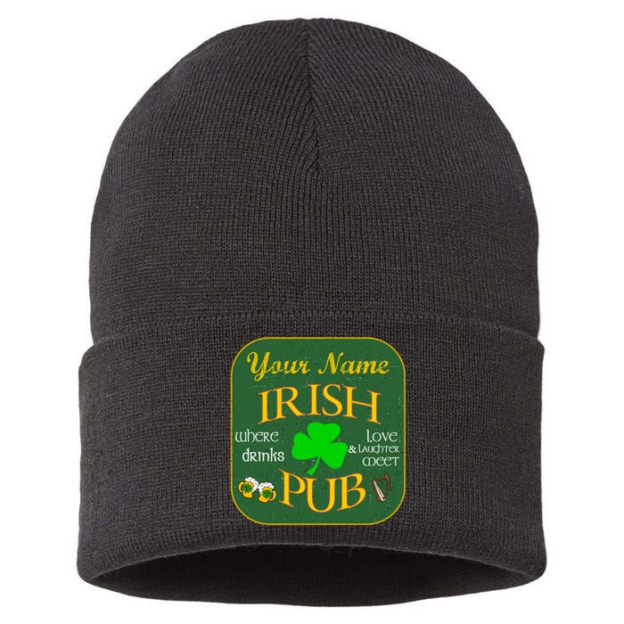 Personalize Irish Pub St Patricks Day Custom Sustainable Knit Beanie