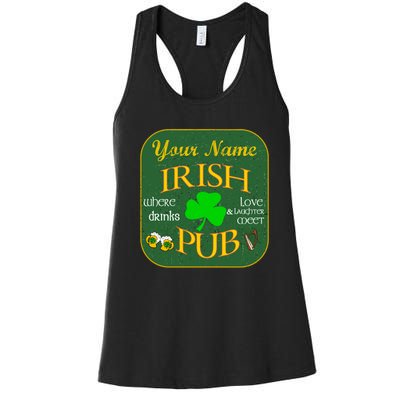 Personalize Irish Pub St Patricks Day Custom Women's Racerback Tank