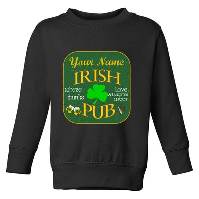 Personalize Irish Pub St Patricks Day Custom Toddler Sweatshirt