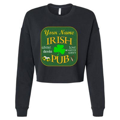 Personalize Irish Pub St Patricks Day Custom Cropped Pullover Crew