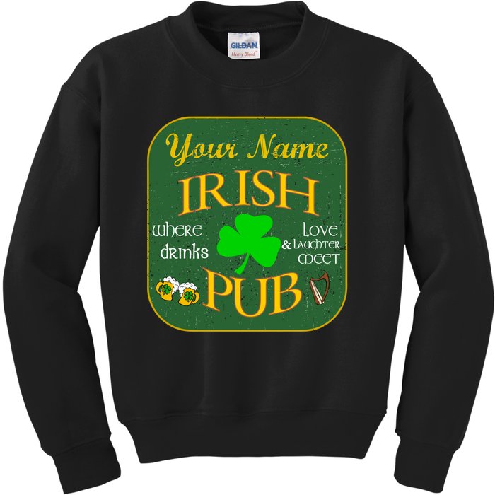 Personalize Irish Pub St Patricks Day Custom Kids Sweatshirt