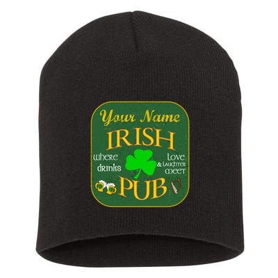 Personalize Irish Pub St Patricks Day Custom Short Acrylic Beanie